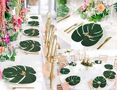 Tropical Palm Leaves 120 Pcs 3 Sizes Imitation for Luau Hawaiian Party Decor