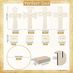 24 Pcs Baptism Centerpiece Decor – 12 Wood Crosses & 12 Metal Floral Hoops for W