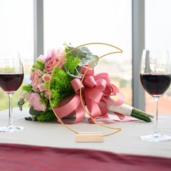Metal Floral Hoops: Moon Table Decoration Set with Wooden Stands 10.23X7.87 I…