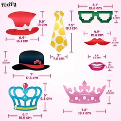 Photo Booth Props – 66 Piece Multicolor Kit – Fun Selfie Party Accessories – Mus