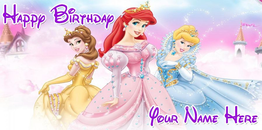 Birthday banner Personalized 4ft x 2 ft Disney Princesses Ariel Belle Cinderella
