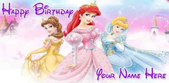 Birthday banner Personalized 4ft x 2 ft Disney Princesses Ariel Belle Cinderella