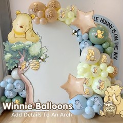 33Pcs Winnie Bear Balloons Large, 12Inches Neutral Vintage Pooh Bear Baby Sho…
