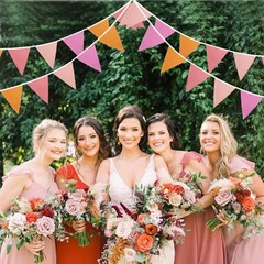 39Ft Orange Pink Fabric Bunting Banner Triangle Flags Party Decorations Hangi…