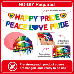 Pride Decorations, Rainbow LGBTQ Decorations include Happy Pride Banner Peace Lo