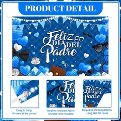 Feliz Día Del Padre Decorations Set, 110Pcs Blue Silver Balloon Arch Kit with…