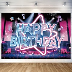 Happy Birthday Music Note Backdrop Banner Dancing Photography Background Disco