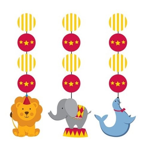 Circus Time Hanging Paper Cutout Party Decorations, Assorted – 3 Count