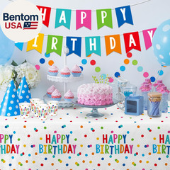 Happy Birthday Decorations: Happy Birthday Party Supplies Set with Birthday Dots