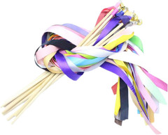 12 Piece Wands Wedding Streamers Fairy Sticks Ribbon Sticks with Bells