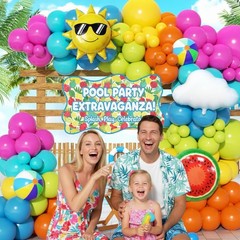 JUNXIAUP Tropical Summer Beach Pool Party Balloon Garland Arch Kit 168Pcs wit…