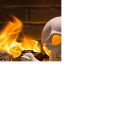 11″ Ceramic Skull & Bones Fire Log Halloween Decoration – Morris Costumes