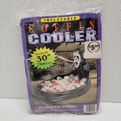 Vintage Black Coffin Cooler Halloween Inflatable Ghost 30″ / 2.5 Feet – New!