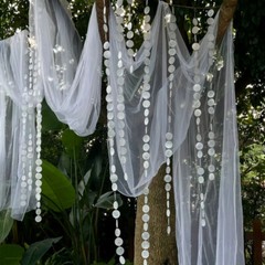 1-4M 10 Strings Round Sequin Background Hanging Silver Wall Party Birthday Decor