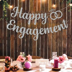 BEISHIDA Glitter Happy Engagement Banner-No DIY, Engagement Party Decorations…