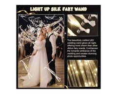 50 Pcs Wedding Wands Ribbon Streamers with 3 Flashing Modes Warm white