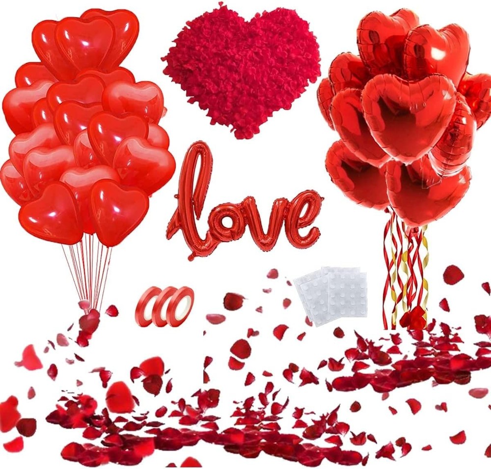 50 6-inch red Heart Balloons Latex，18-inch 10Pcs red Heart Balloons Foil ，42-…