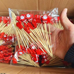 50PCS Christmas Fruit Picks Bamboo Cocktail Sticks Party Decorations