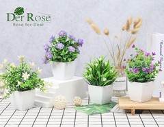 Der Rose 4 Pack Small Fake Plants Mini Artificial Faux Indoor 4-color