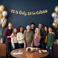 PreStrung 85 is Only 29 in Celsius Gold Glitter Banner 85th Birthday Decorat…