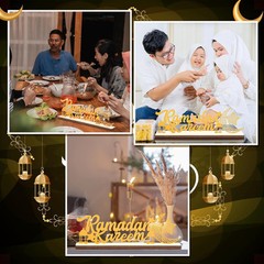 Landhoow Eid Ramadan Table Decor 12.99 x 4.72 Inch Mubarak gold