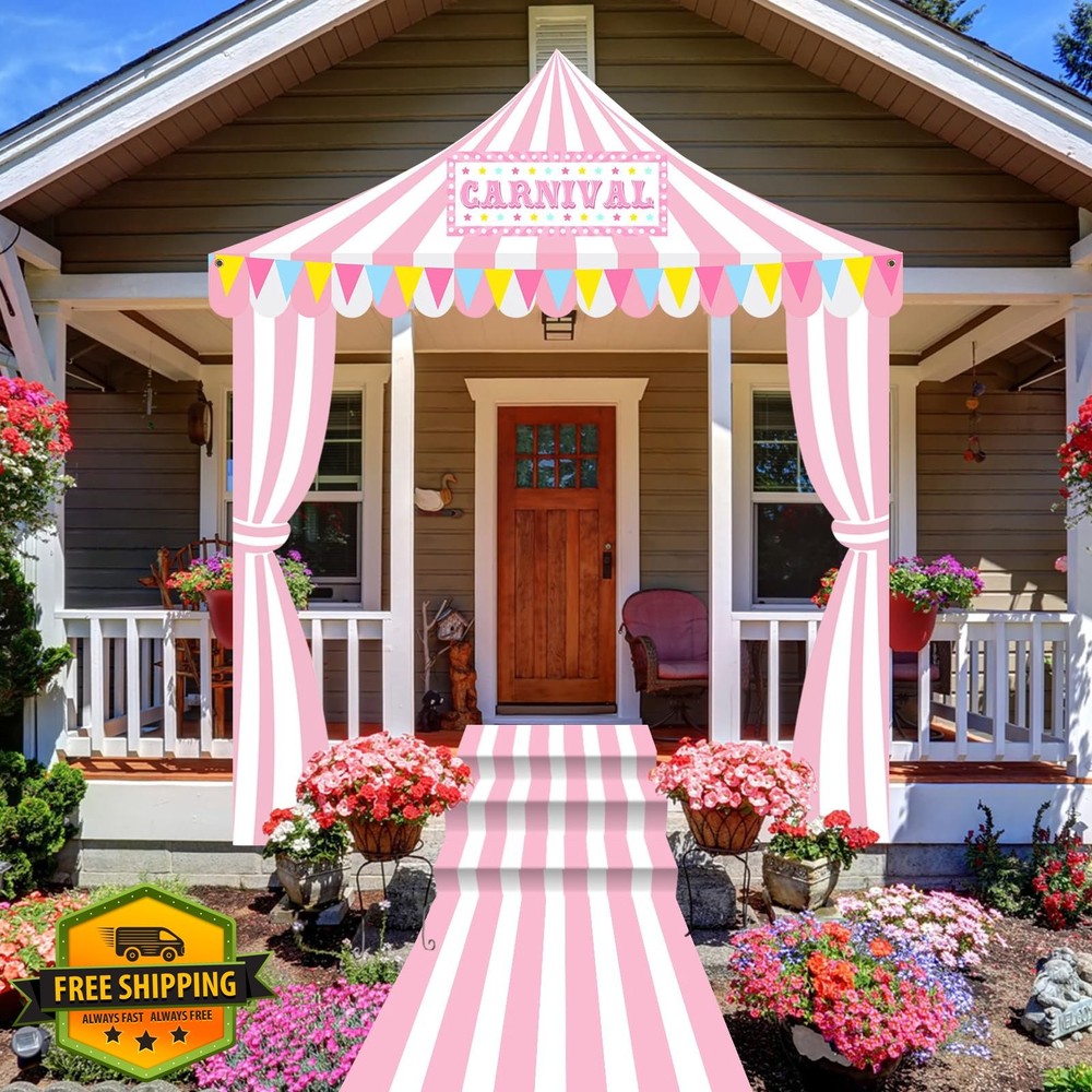 Fanfanwin 4pc Carnival Circus Tent Door Decor Banner