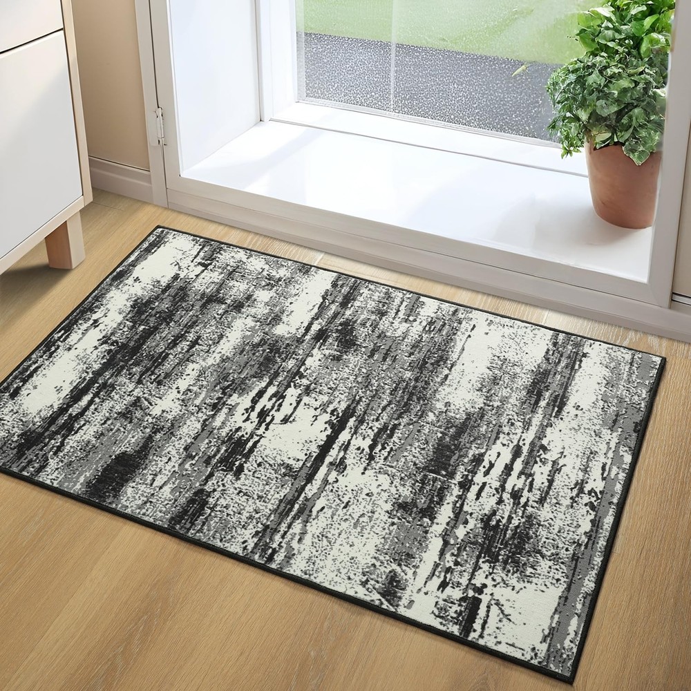 Merelax 2×3 Black White Entryway Washable Area Rug, Kitchen Bedroom Entrance …