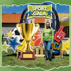 3.9 ft Large Golden Award Trophy Party Signs Decoration Sports Cardboard Cuto…