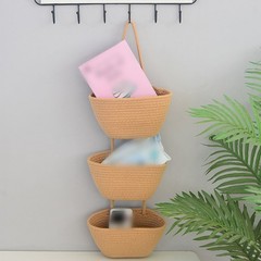 White 3-Tier Cotton Wall Storage Basket for Vertical Space Organization