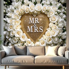 5x7FT/5x3FT Mr & Mrs Backdrop Wedding Valentine’s Day Backgrounds Photo Booths