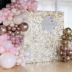 House Backdrop Light Gold Shimmer Wall Disco Backdrop 6ftx4ft for Wedding