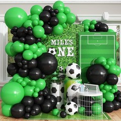 Green and Black Soccer Balloon Garland Arch Kit, Black Light Lime Green Latex…