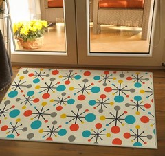 Retro Front Door Mat Small Entryway Rug Carpet 2×3 Non Slip Washable Mid Cent…