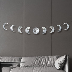 Silver Moon Wall Decor Hanging 9 Phases Moon Banner Party Decorations Aesthetic