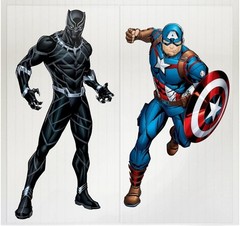 Marvel Avengers Scene Setters 2-Piece Wall Decor Black Panther Captain America