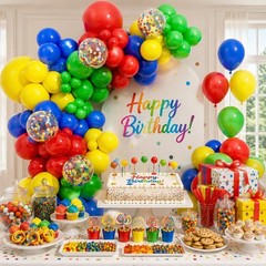 131pcs Colorful Balloon Arch Kit with Confetti Red Blue Yellow Green Balloons…