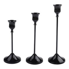 Metal Brass Candlestick Set Three Pieces with Conical Design for Classic Decor