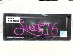 Sweet 16 Hanging Decoration Neon LED Bright Pink Black Birthday Party Decor