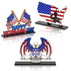 Veterans Day Centerpiece 3 PCS Table Topper Wooden Decor Patriotic 11th Nov
