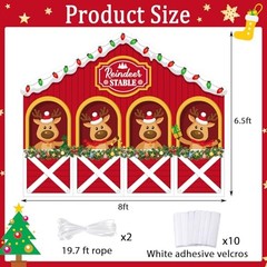 8 x 6.5ft Christmas Reindeer Backdrop Decoration Reindeer Stable Modern