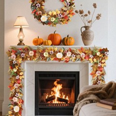 Fall Garland with Lights, 6 FT Leaves Vine 1 Pack 6 Ft, Floral
