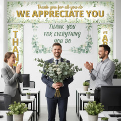 3 Pcs Eucalyptus Appreciation Banner We Appreciate Thank You for All You Do Back
