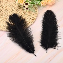 100 Pcs Natural Black / White Ostrich Feathers for Wedding Black