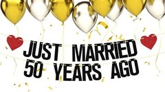 Just Married 50 Years Ago Glittery Banner For Party Decor And Home Decor
