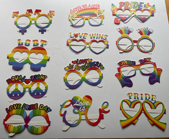 12 Pcs Pride Rainbow Photo Booth Props, Gay Pride Day Love Is Love Paper Glasses
