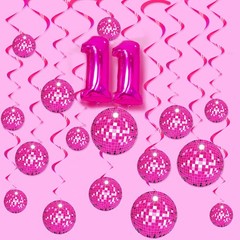 48 PCS Pink Disco Ball Hanging Swirls 70s Retro Ceiling Streamers Party New Set