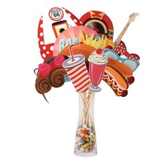 50s Photo Booth Props Grease Retro Diner Theme Birthday Decor 41 PCS