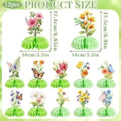 Green Flower Honeycomb Table Centerpieces for Party Decorations 12pcs