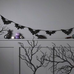 Classic Halloween Velvet Bats Garland-