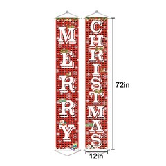 FECEDY Merry Christmas Hanging Banner Porch 72×12 Inch (Pack of 2), Red White